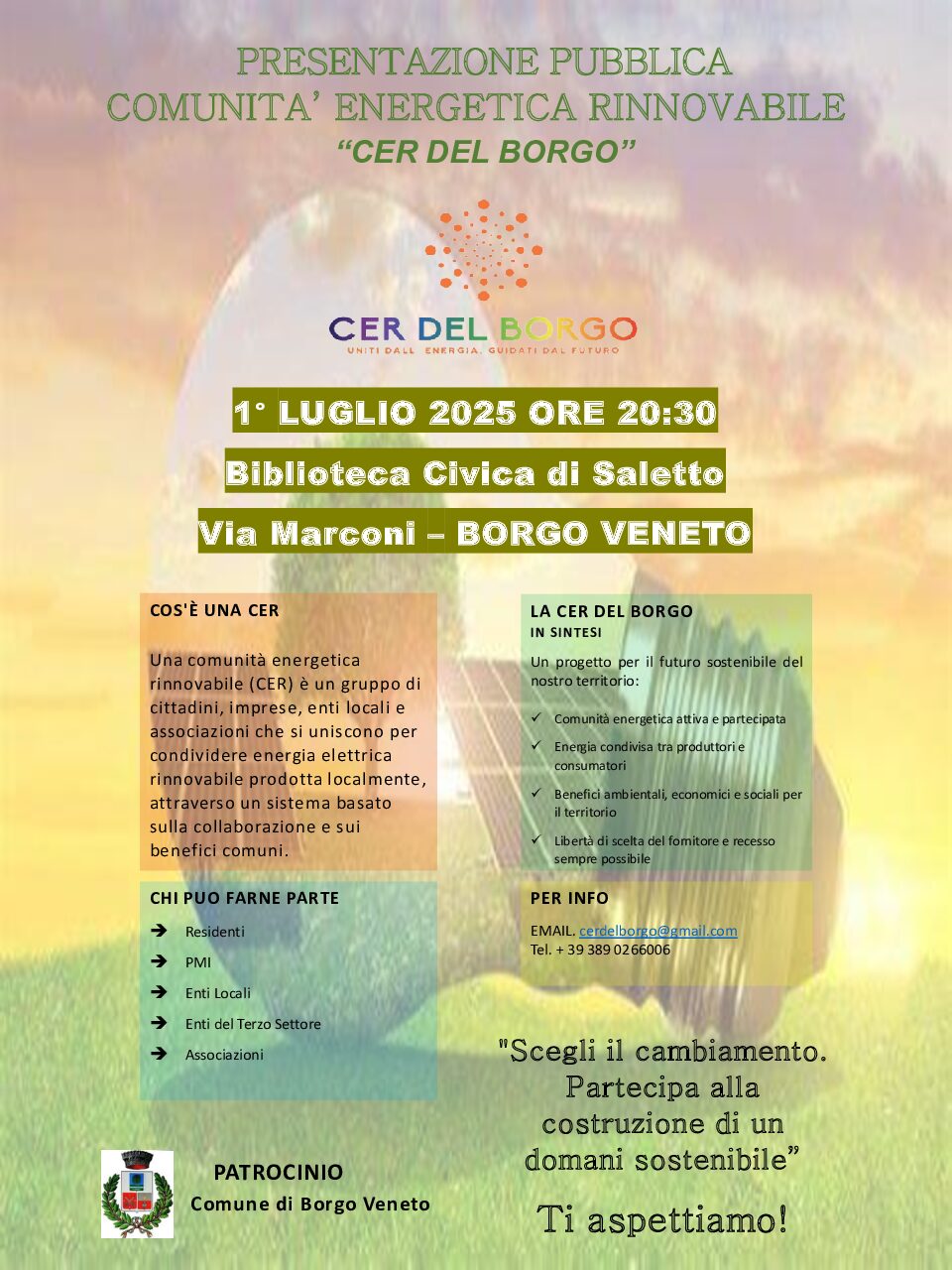 Presentazione Comunità Energetica Rinnovabile del Borgo 1 Luglio
